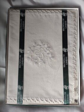 New-VTG White Table Runner Shamrock Embroidery 30x183cms by Brownlow Linens